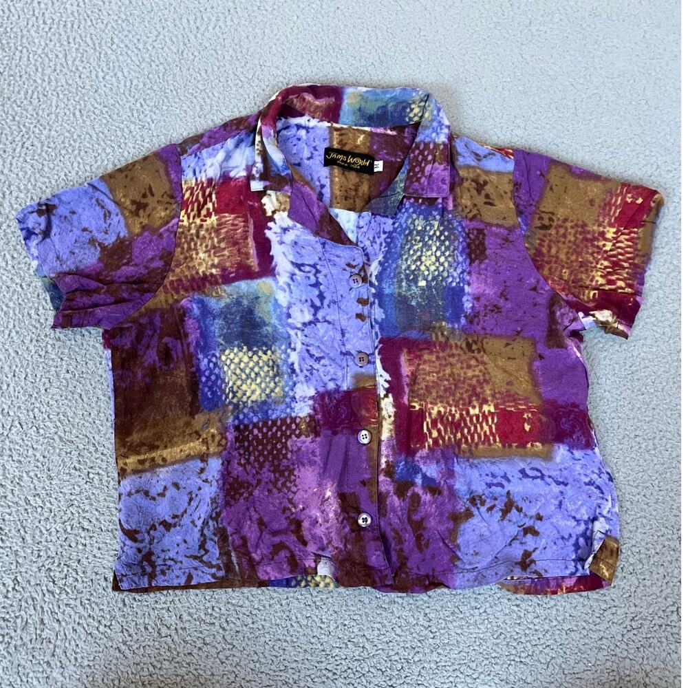 Jams World Button Top Medium Patchwork Crop Boxy … - image 1